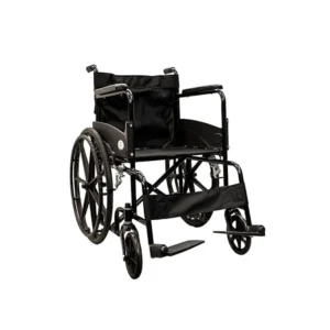 Healthshine Folding Wheelchair HS809 IND – Steel Frame, Hand Brakes, Seat Belt & Mag Wheels | ISO Certified, Made in India